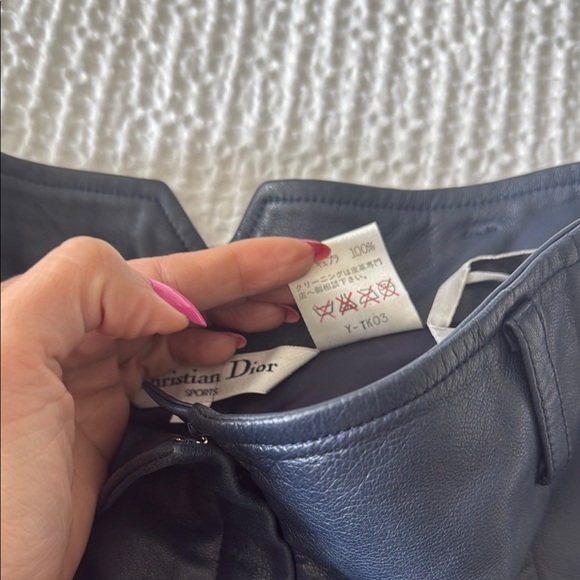Dior Navy Blue High Waist Tailored Leather Shorts - Picture 10 of 10